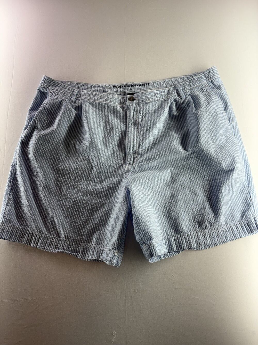 Saddlebred Pinstriped‎ Men’s Shorts 4 Pockets Flat Front. Blue And White Size 48